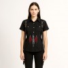 Women’s Gothic Black Shirt with Metal Ring Strap Detailing